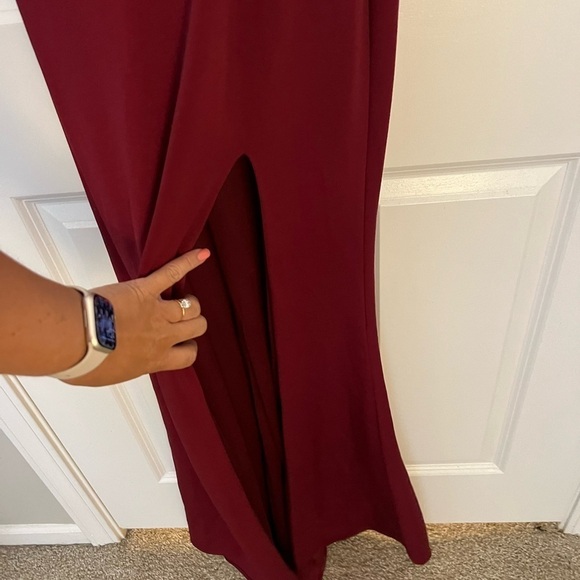 LA FEMME 28176 Red One Shoulder Prom Ball Gown Dress - Picture 6 of 9